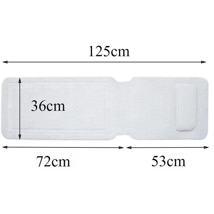 Non Slip BathTub Mat Suction Cup Bath Tub Pillow Headrest Long SPA Pillows Neck Cushion Hangable Waterproof Bathroom Accessories