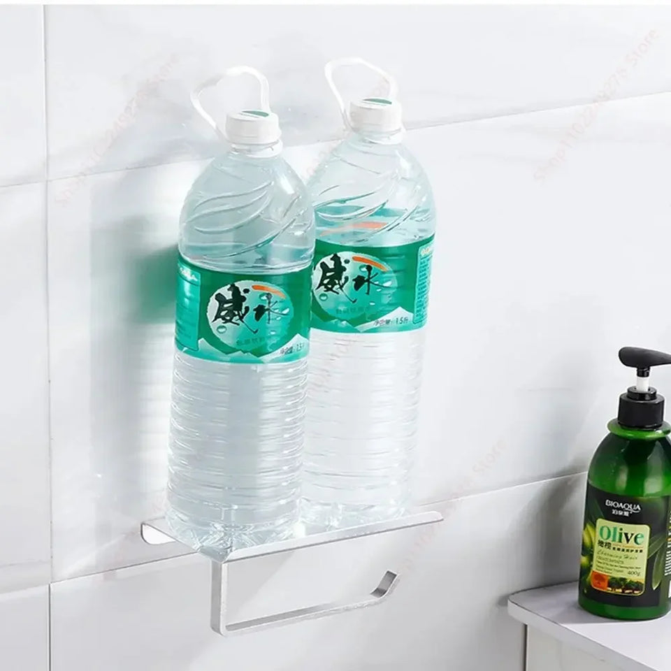 Aluminum Alloy Toilet Paper Holder Shelf With Tray Bathroom Accessories Kitchen Wall Hanging Punch-Free Toilet Paper Roll Holder