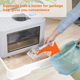 Large Hooded Cat Litter Box Tray Drawer Type Pet Kitty Toilet Top Entry Anti-Splashing Enclosed Potty with Hair Grooming Scoop