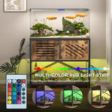 4050 Gallon Fish Tank Stand with Builtin Power Outlets and LED Lighting for Home Aquarium Setup Durable Metal Frame with Storag