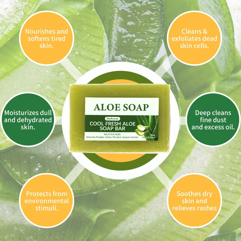 1/2/4/6Pcs Aloe Vera Whitening Soap, Remove Acne, Pimples, Skin Radiant, Improve Skin Luster, Vegan Bath Wash for All Skin Types