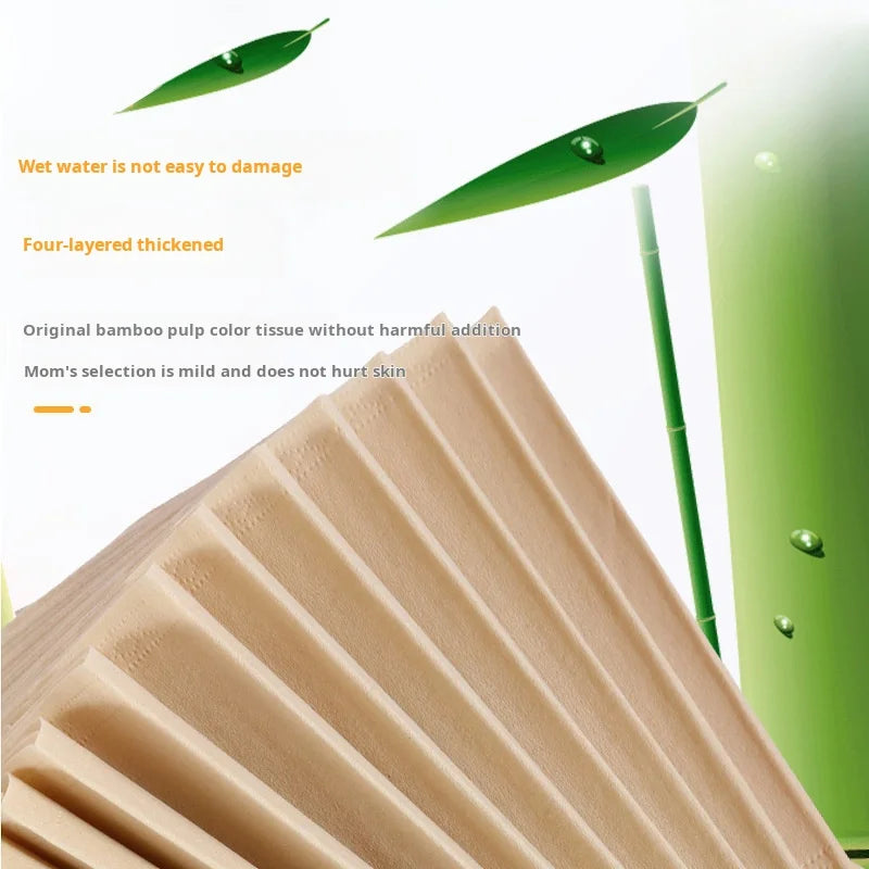 40 packs of four layer thick bamboo pulp natural color toilet paper napkins, 240 sheets of toilet paper for home use