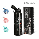 New UZ 1L BPA-Free Water Bottle Artistic Leakproof Shaker Sports Drink Cup Large Capacity Plastic for School Travel Climbing Gym
