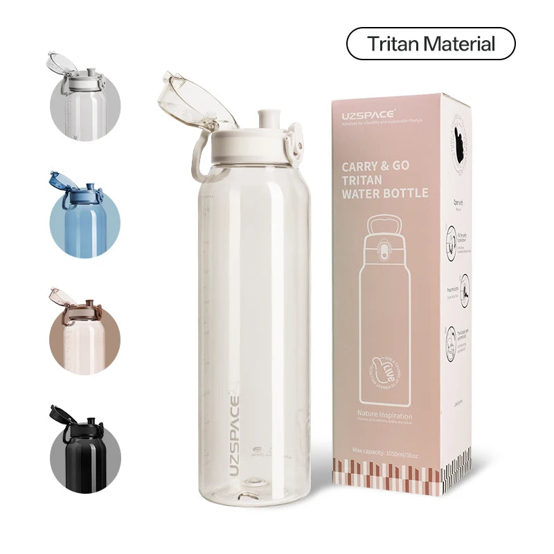 New UZ 1L BPA-Free Water Bottle Portable Leakproof Sports Drink Bottle Large Capacity Plastic Cup for School Travel Climbing Gym
