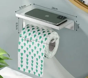 Aluminum Alloy Toilet Paper Holder Shelf With Tray Bathroom Accessories Kitchen Wall Hanging Punch-Free Toilet Paper Roll Holder