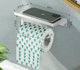 Aluminum Alloy Toilet Paper Holder Shelf With Tray Bathroom Accessories Kitchen Wall Hanging Punch-Free Toilet Paper Roll Holder