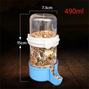 120/240/490ML Bird Feeder Automatic Cage Hanging Parrot Feeder Water Dispenser for Small Medium Large Bird Pet Cage Accessories
