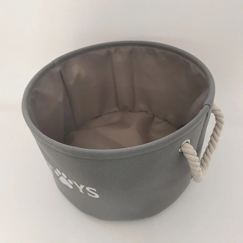 Round Pet Toy Basket Cat Dog Toys Storage Box Foldable Clothes Storage Basket with Handle Pet Supplies Dog Accessories