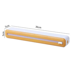 Practical Kitchen Tool Plastic Wrap Dispenser with Cutter, Adjustable Foil & Cling Film Storage Box Food Wrap Organizer
