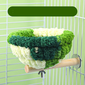 Bird Cage Nest Warm Plush Nest with Stick Bird Beds Parrot Nest Parakeet Nest Cockatiel Bed Winter Sleeping Bed Bird Hammock