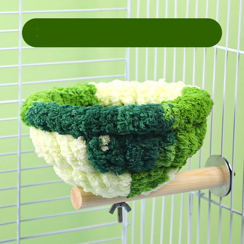 Bird Cage Nest Warm Plush Nest with Stick Bird Beds Parrot Nest Parakeet Nest Cockatiel Bed Winter Sleeping Bed Bird Hammock