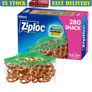 Snack Bags 280 Count Resealable Plastic Bags with EasyGuide Texture Grip Seal Technology Fresh Food Storage and Convenience
