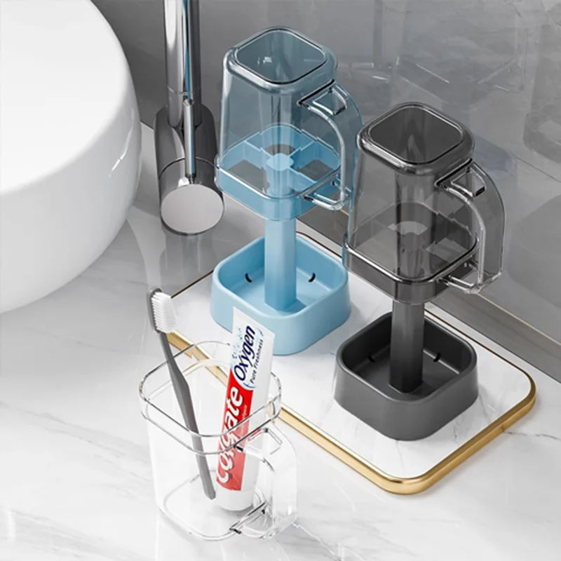 Bathroom Toothbrush Holder with Toothpaste Squeezer - 6 in 1 Wall Mount Organizer for Electric Brushes, Cups, Suction Cup Storag