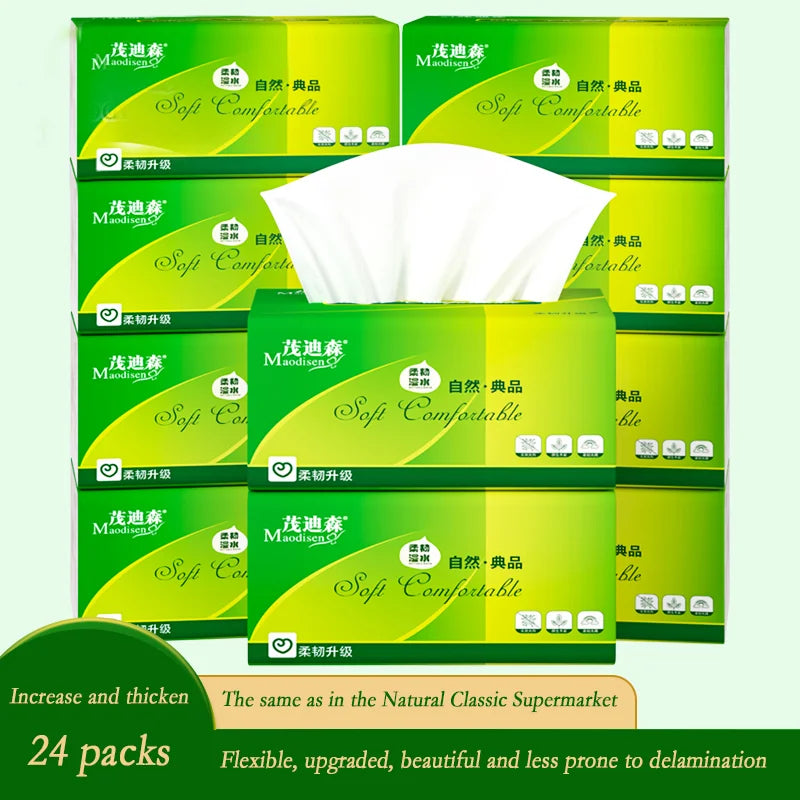 24 large packs of tissue paper, whole box, economical household pack, napkins, family pack toilet paper paper towels