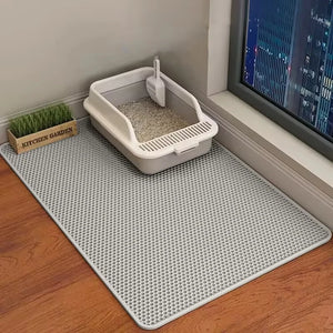 Large Cat Litter Mat Waterproof Double Layer Non-Slip Washable Pet Litter Box Mat Durable Sand Trapper Cat Scratcher