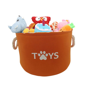Round Pet Toy Basket Cat Dog Toys Storage Box Foldable Clothes Storage Basket with Handle Pet Supplies Dog Accessories