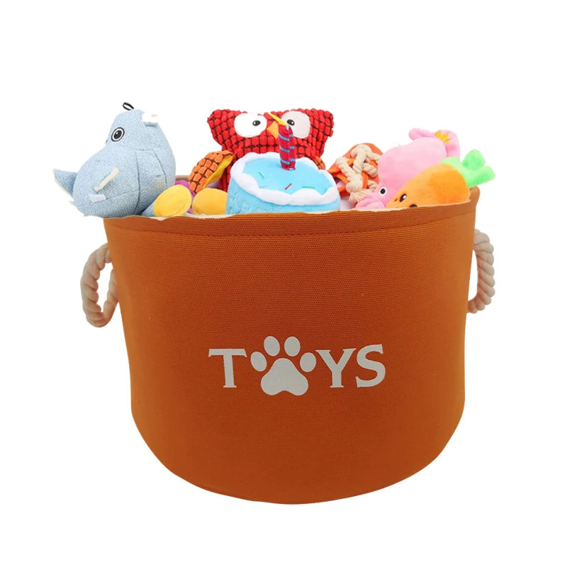 Round Pet Toy Basket Cat Dog Toys Storage Box Foldable Clothes Storage Basket with Handle Pet Supplies Dog Accessories