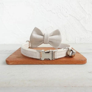 Personalized Name Dog & Cat Collar - Premium Bow Tie Free Engraving ID Name Tag Thick Suit Fiber Material Pets Accessory Collar