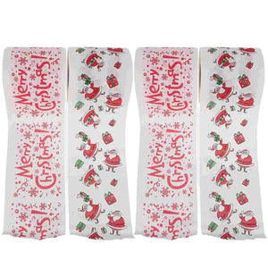 4 Rolls Christmas Pattern Toilet Paper Xmas Santa Claus Decor Tissue Towel Napkin Napkins