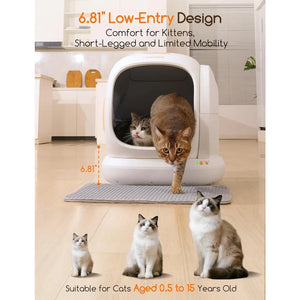 Automatic Open-Top Cat Litter Box with App Control, Safety Features, and Odor Control, Large 75L Capacity