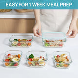 Glass Lunch Box Food Storage Containers, Meal Prep , Airtight Bento Box, for Microwave, Oven, Freezer and Dishwasher, BPA Free