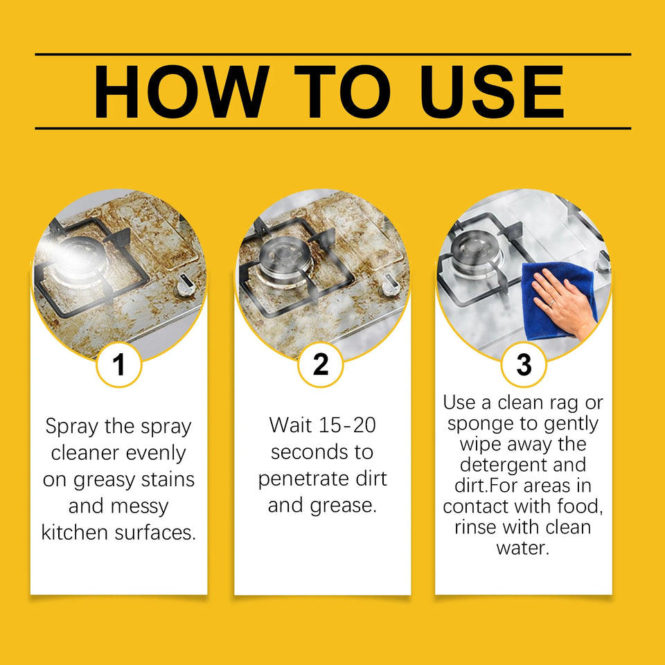 Jaysuing Kitchen Degrease Spray Quick Dissolve Oil Stains Remove Stubborn Stains Polishing Refreshing Kitchen Oven Cleaner Spray