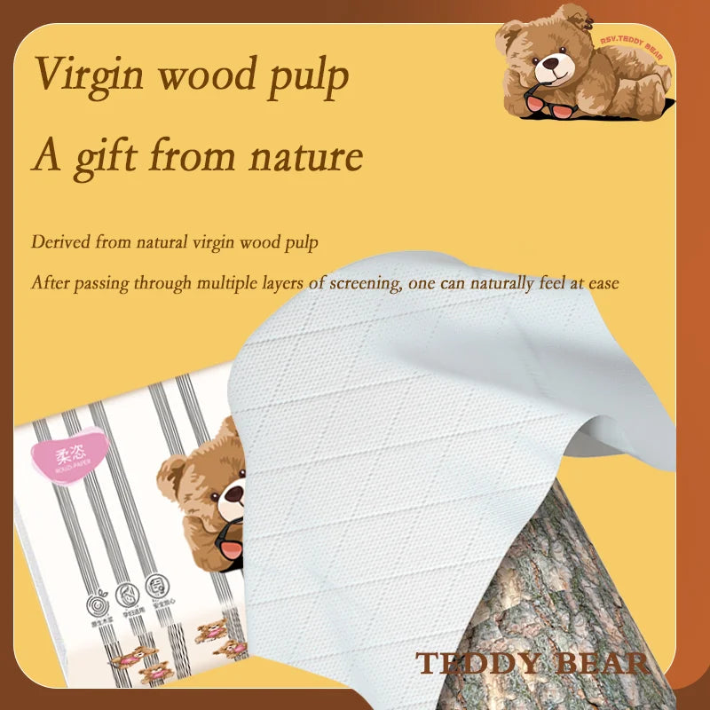 12 large packs of household facial tissues Soft and durable, 5 layers of high-quality toilet paper natural pulp napkins