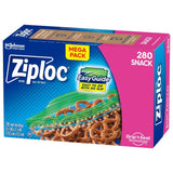 Snack Bags 280 Count Resealable Plastic Bags with EasyGuide Texture Grip Seal Technology Fresh Food Storage and Convenience