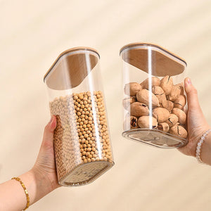 Hermetic Containers for Food Storage Pots Jar With Bamboo Lid Sealed Container Sugar Tea Cans Airtight Kitchen Coffee Jars