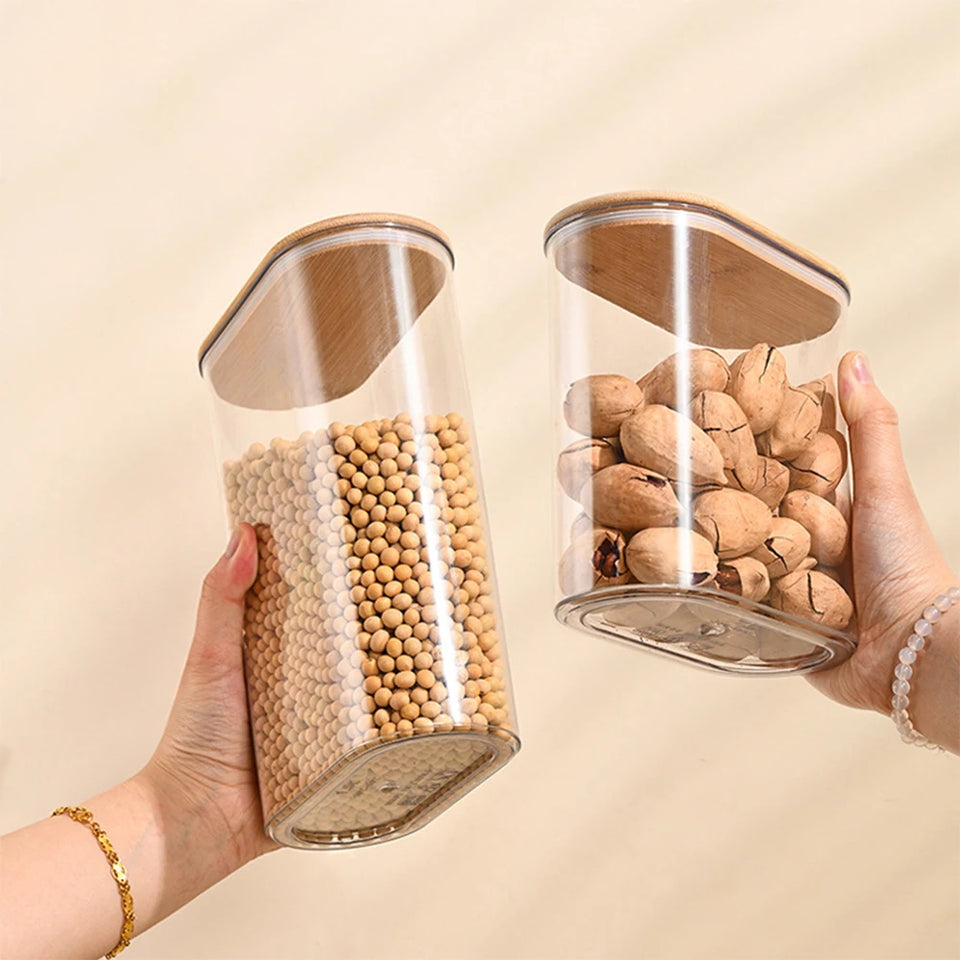 Hermetic Containers for Food Storage Pots Jar With Bamboo Lid Sealed Container Sugar Tea Cans Airtight Kitchen Coffee Jars
