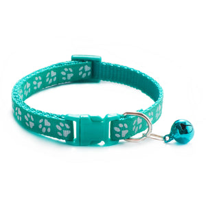 HABO Collar With Bell Cartoon Footprint Colorful Dog Puppy Cat Accessories Kitten Collar Adjustable Safety Bell Ring Necklace