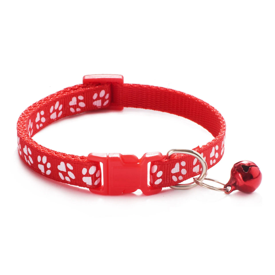 HABO Collar With Bell Cartoon Footprint Colorful Dog Puppy Cat Accessories Kitten Collar Adjustable Safety Bell Ring Necklace