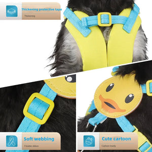 Cute Duck Adjustable Cat Harness Leash Pets Collar for Small Dog Cats Safe Comfortable Outdoor Walks Rope For Puppy Accessorie