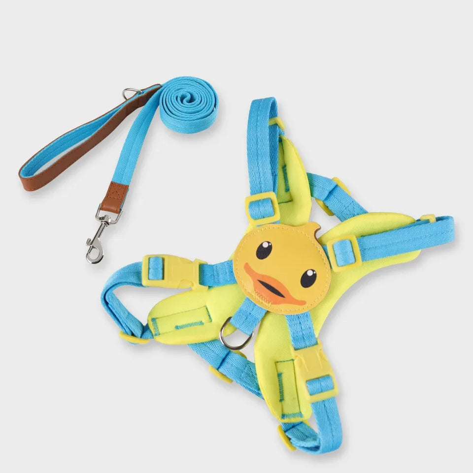 Cute Duck Adjustable Cat Harness Leash Pets Collar for Small Dog Cats Safe Comfortable Outdoor Walks Rope For Puppy Accessorie