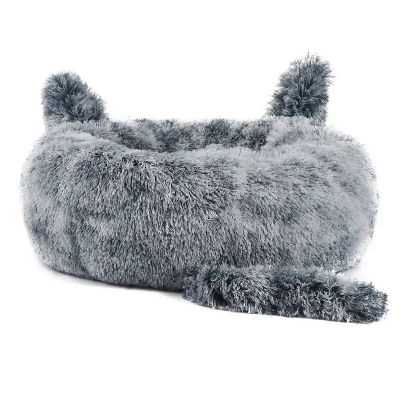 Cartoon Cat Bed Pet Nest Super Soft Warm Round Pet for Bed Semi Enclosed Dog and Cat House 2 in 1 Sleeping Bag Cat Princess Bed