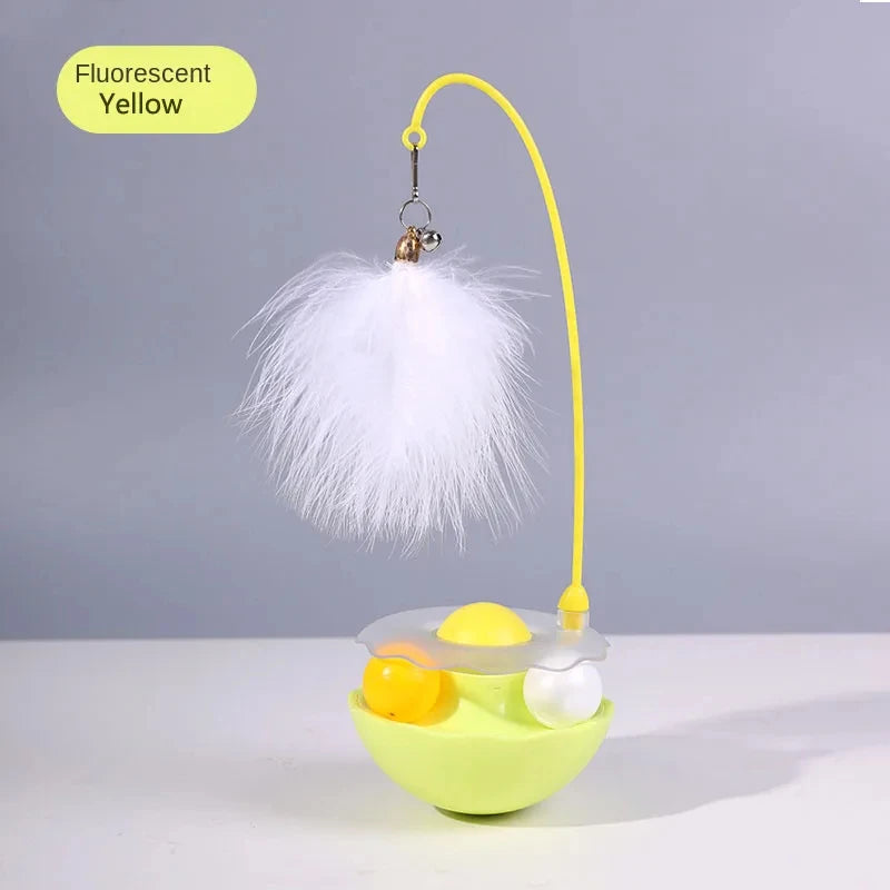 Tumbler Cat Toy Removable Stick Feather Scratching Ball Anti-Bite Turntable Interactive Toy Interesting Pet Supplies