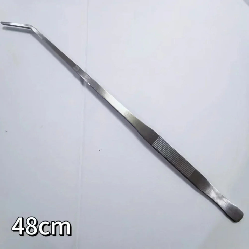Stainless Steel Aquarium Tweezers Set (27/38/48cm) - Curved Aquascaping Tools for Plants & Feeding, Fish Tank Maintenance Kit