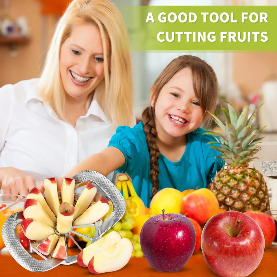 Fruit Cutter, 12-Blade Extra Large Apple Corer,Easy to Use, Time-Saving, Heavy Duty Stainless Steel Apple Slicer And Divider