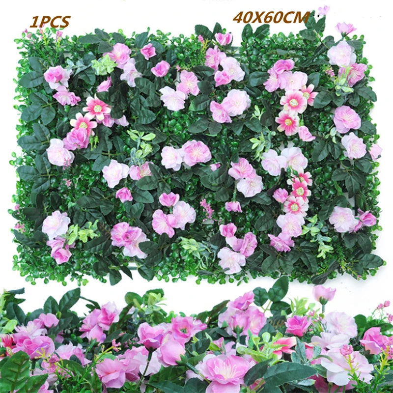 Green Artificial Plants Wall Panel Plastic Outdoor Lawns Fake Flowers Decor  Wedding Backdrop Party Garden Grass Flower Wall