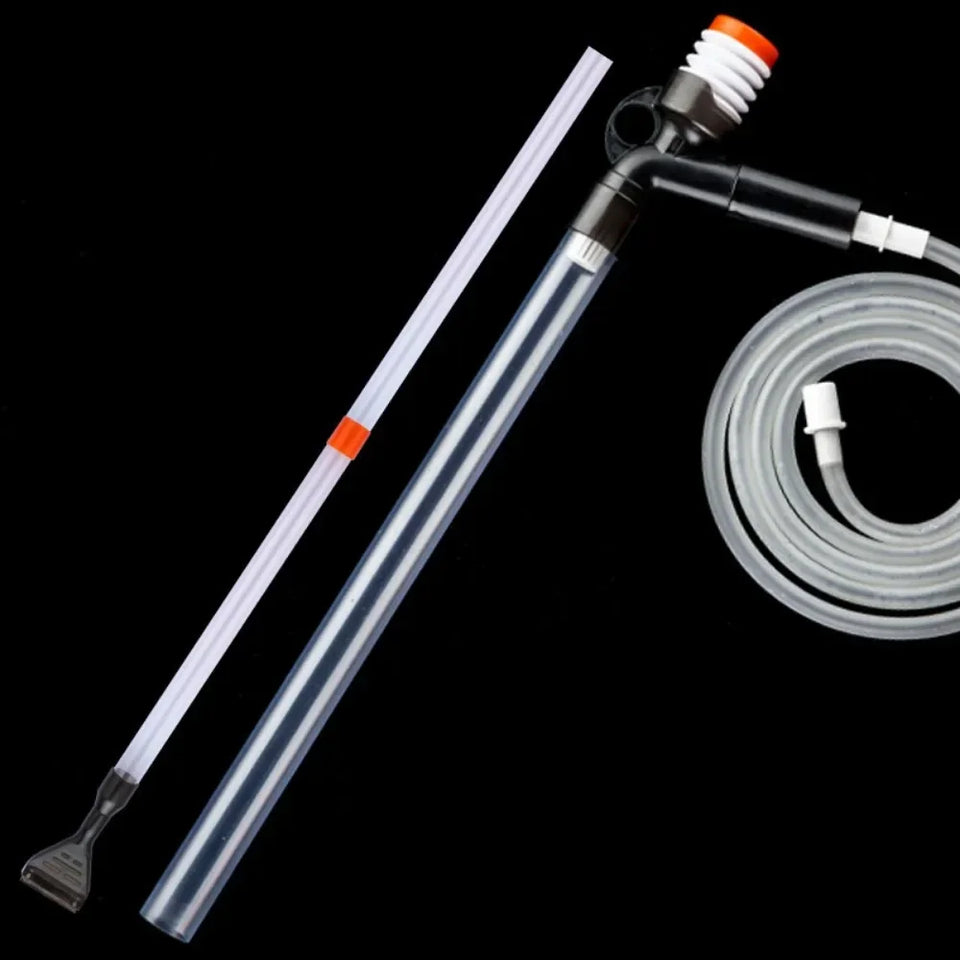 Adjustable Water Flow Sand Cleaner Press-Type Siphon Pump Aquarium Gravel Cleaner with Glass Scraper Fish Tank Water Changer Kit