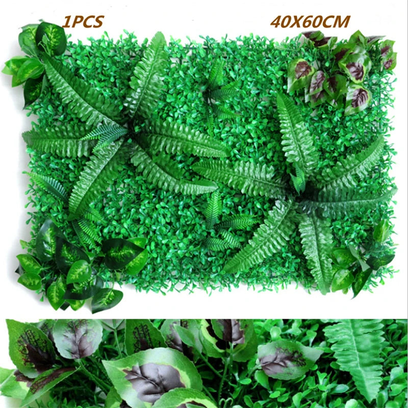 Green Artificial Plants Wall Panel Plastic Outdoor Lawns Fake Flowers Decor  Wedding Backdrop Party Garden Grass Flower Wall