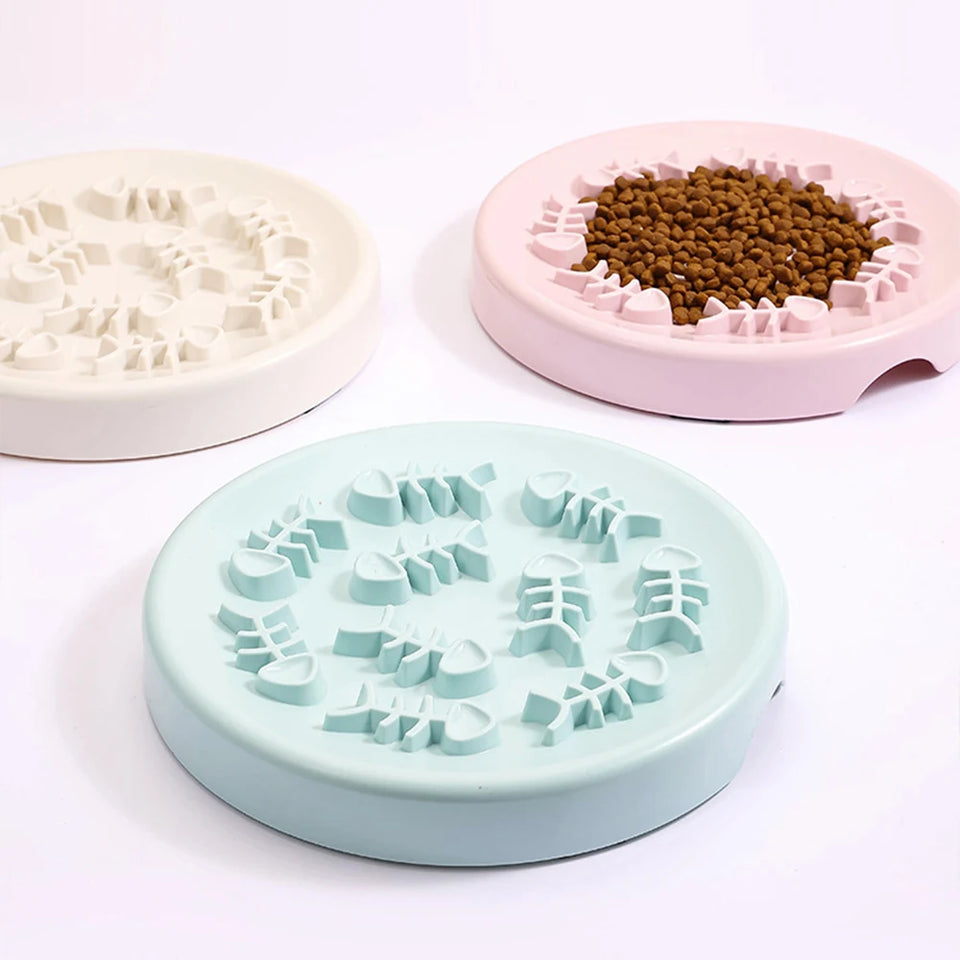Fish Bone Dog Cat Bowl Anti Choking Slow Food Pet Bowl Pet Feeder Supplies