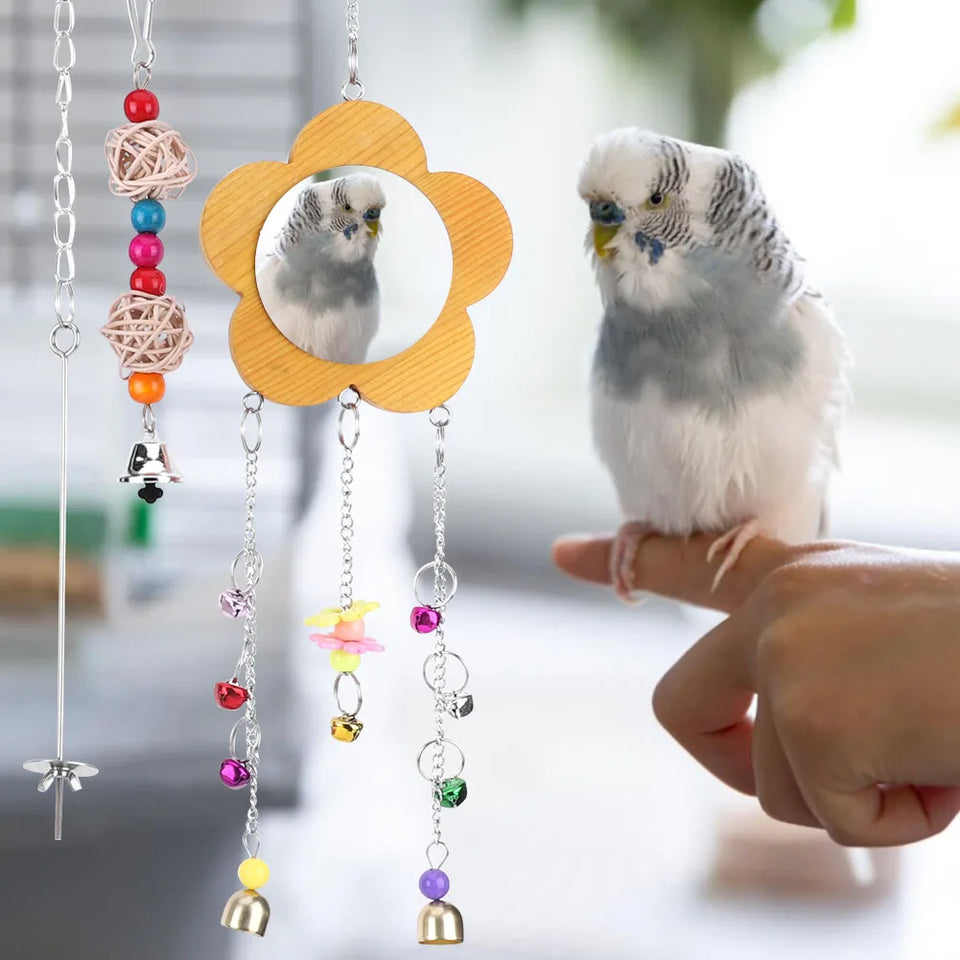 10PCS Bird Toys Set Swing Chewing Training Toys Bird Perch Stand Parrot Toy for Budgerigar Parakeet Conure Cockatiel Mynah