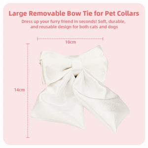 Bowtie Dog Collar Leash Harness White Unique Style Necklace with Detachable Bow Tie for Puppy Small Medium Large Dogs Wedding