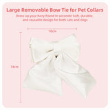 Bowtie Dog Collar Leash Harness White Unique Style Necklace with Detachable Bow Tie for Puppy Small Medium Large Dogs Wedding