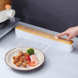Practical Kitchen Tool Plastic Wrap Dispenser with Cutter, Adjustable Foil & Cling Film Storage Box Food Wrap Organizer