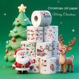 Colorful roll paper Christmas roll paper in stock Christmas pattern tissue printed small roll toilet paper