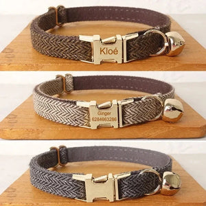 Personalized Name Dog & Cat Collar - Premium Bow Tie Free Engraving ID Name Tag Thick Suit Fiber Material Pets Accessory Collar