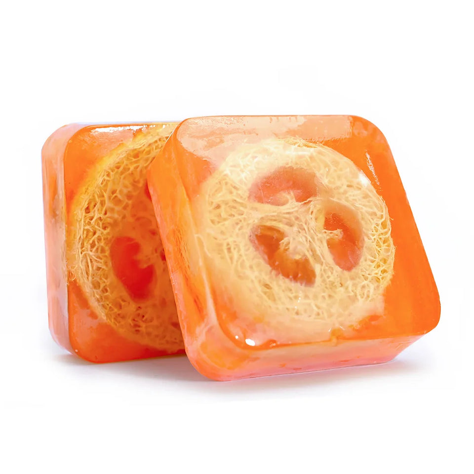 New Arrival Lemon Loofah Soap 100g Handmade Essential Oil Soap with Loofah Lavender Soap Rose Soap Kojic Acid Soap Turmeric Soap