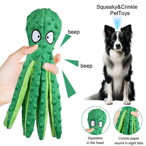 2Pcs Pet Plush Toy Octopus Dog Interactive Toy Indestructible Bite Resistant Sound Puppy squeaky Octopu Dogs Rattle Toys Supplie